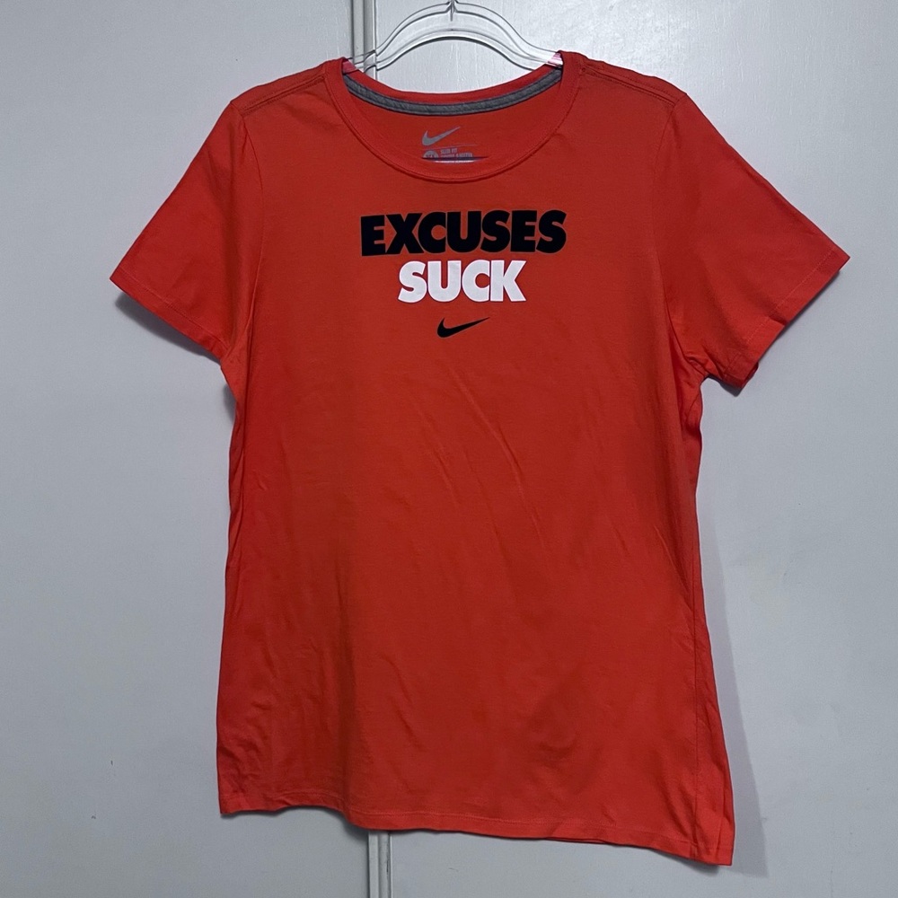 Nike Excuses Suck Tee XL Orange 100% Cotton Short Sleeves Runing gym Workout Gym